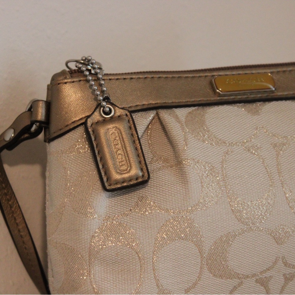 Cream Coach Wristlet with Coach Tag - Picture 3 of 6
